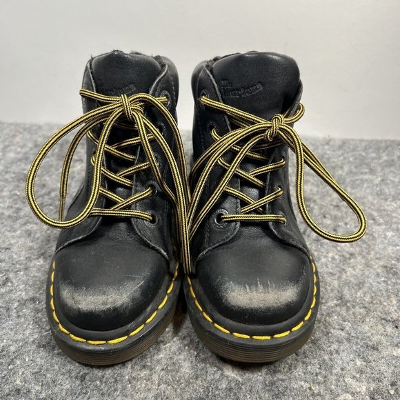 Dr. Marten Black Leather High-top Boots, Kids Size 12 - Picture 3 of 9